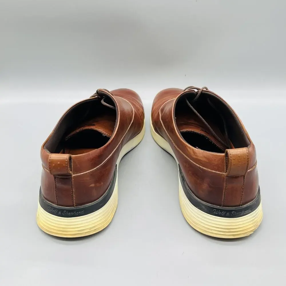 Wolf & Shepherd Shoes Mens 13 Brown Leather Crossover Low Top Casual Sneakers